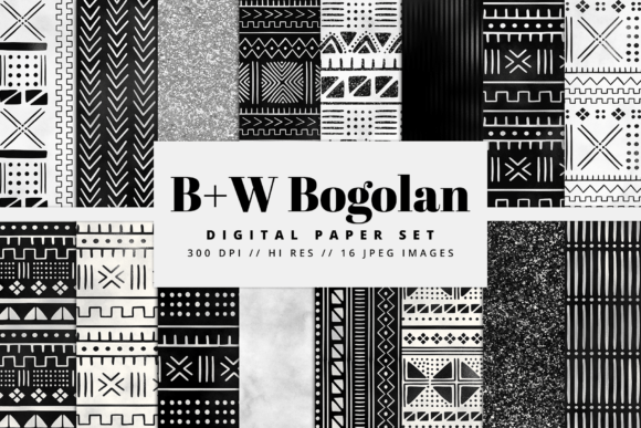 Black and White Bogolan Digital Paper: A Modern Twist on African Mud Cloth