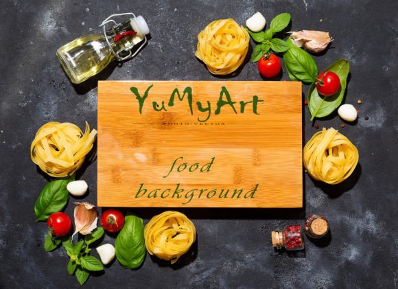 Chalk Board Mockup with Pasta: A Creative Tool for Designers