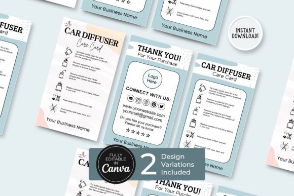 Editable Car Diffuser Care Card: Elevate Your Air Freshener Experience