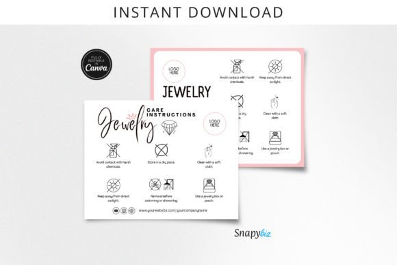Editable Jewelry Care Card Canva Template for Small Businesses