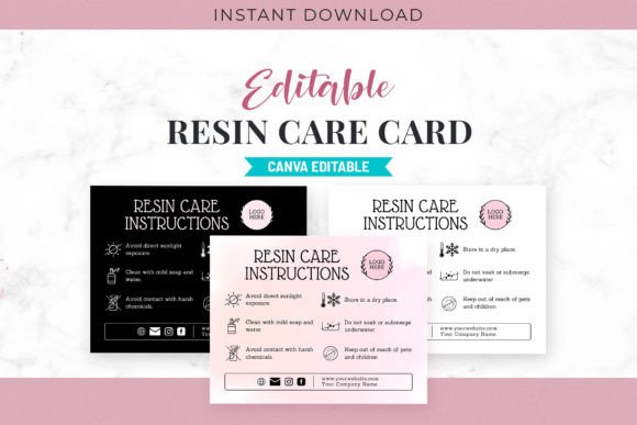 Editable Resin Care Card Template for Small Businesses