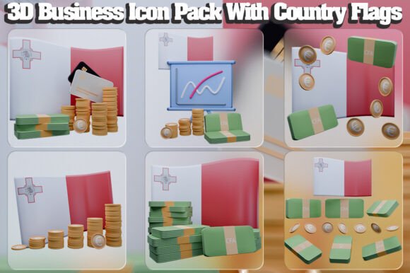 Enhance Your Business Projects with the 3D Business Icon of Malta