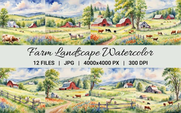 Farm Landscape Watercolor: Bringing Rustic Charm to Your Creative Projects