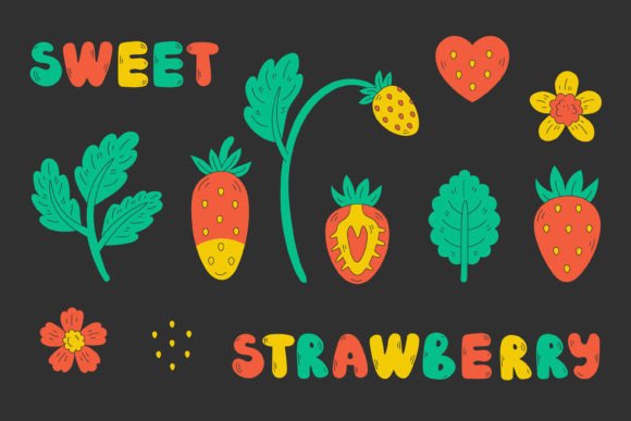 Funky Strawberry Elements PNG Clipart: A Playful Addition to Your Creative Projects