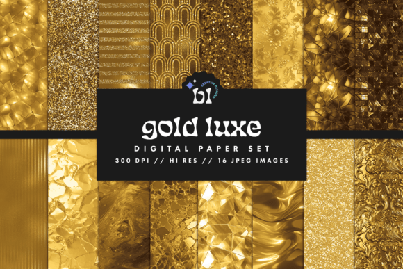 Gold Luxe Digital Paper Set: Elevate Your Design Projects