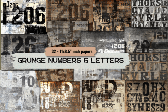 Grunge Numbers Letters Digital Paper: A Creative Resource for Crafting and Design