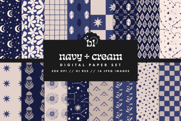 Integrating the Navy Cream Digital Paper Set into Your Creative Workflow