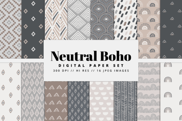 Neutral Boho Digital Paper Set: A Versatile Resource for Creative Projects