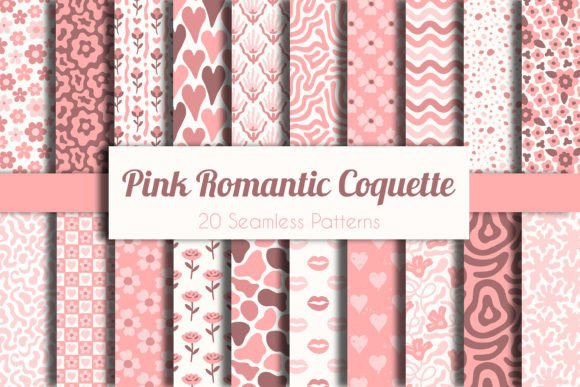 Pink Romantic Coquette Seamless Patterns: A Versatile Design Bundle for Modern Creatives