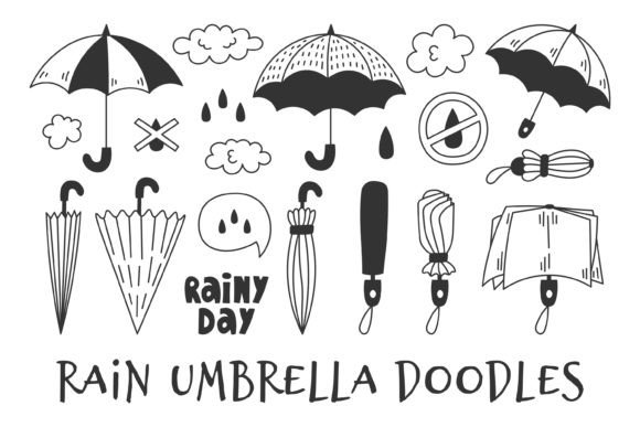 Rain Umbrella Doodles PNG Clipart: A Versatile Creative Asset