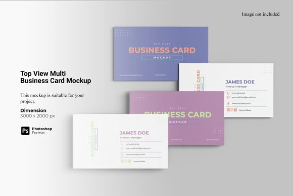 Top View Multi Business Card Mockup for Professional Design Displays