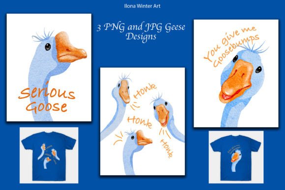 Watercolor Geese Clip Art Set – A Versatile Graphic Resource for Creative Projects