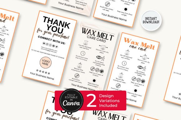 Wax Melts Care Card Canva Guide Template