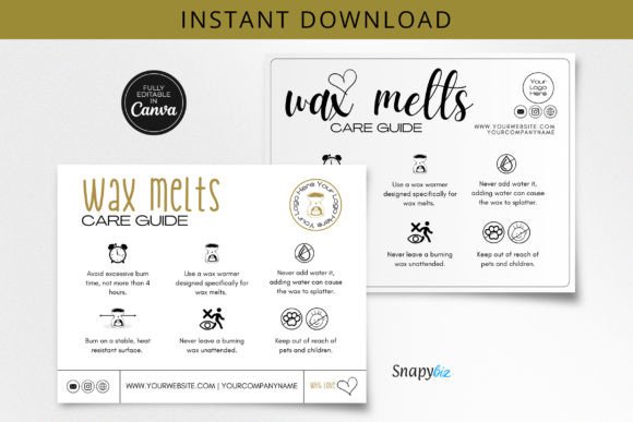 Wax Melts Care Card Template Canva